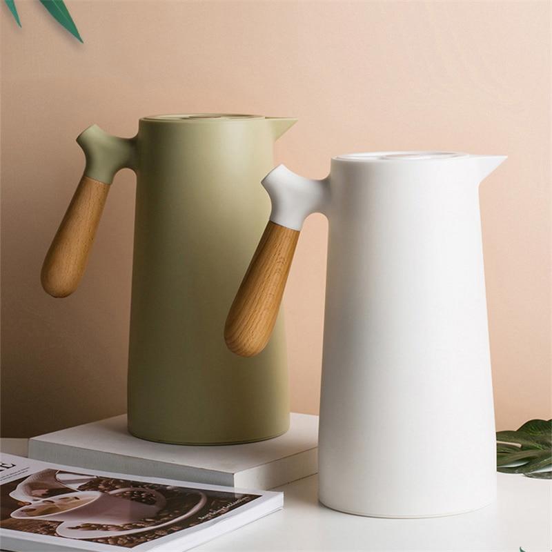 Modern Insulated Carafe with Wooden Handle (1 litre)