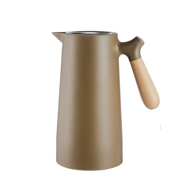 Modern Insulated Carafe with Wooden Handle (1 litre)