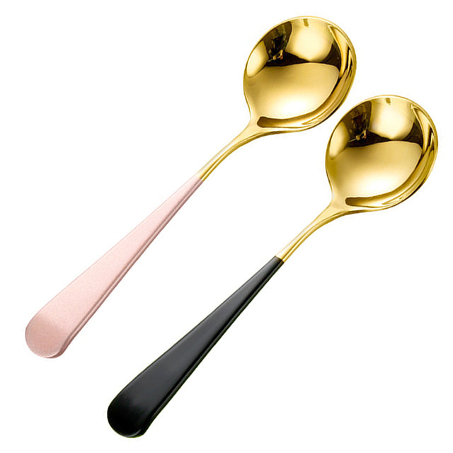 Luxury Stainless Steel Dessert Spoon Set with Colourful Handles