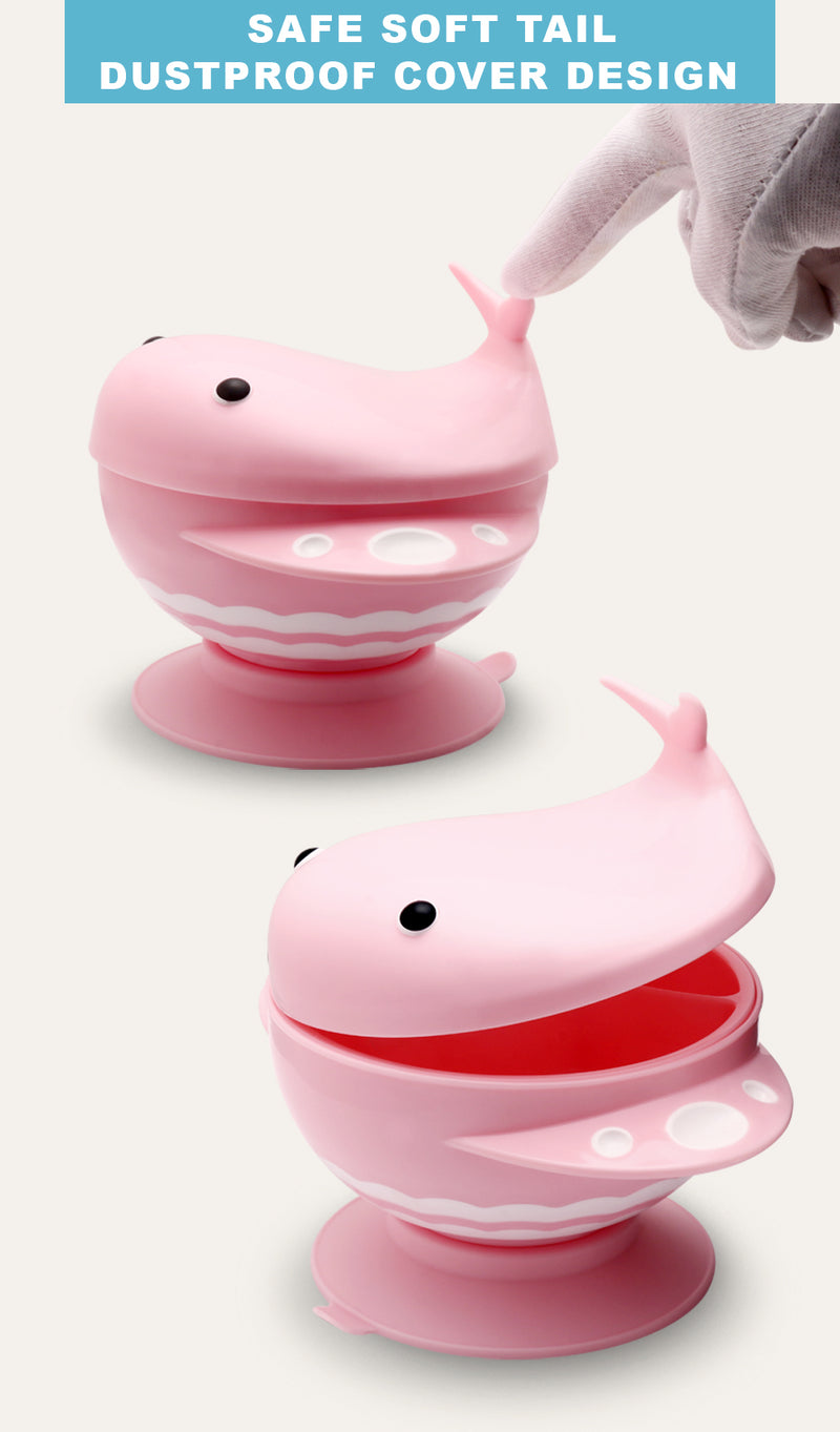 Kid’s Whale-Shaped Snack Bowl with No Spill Suction Base