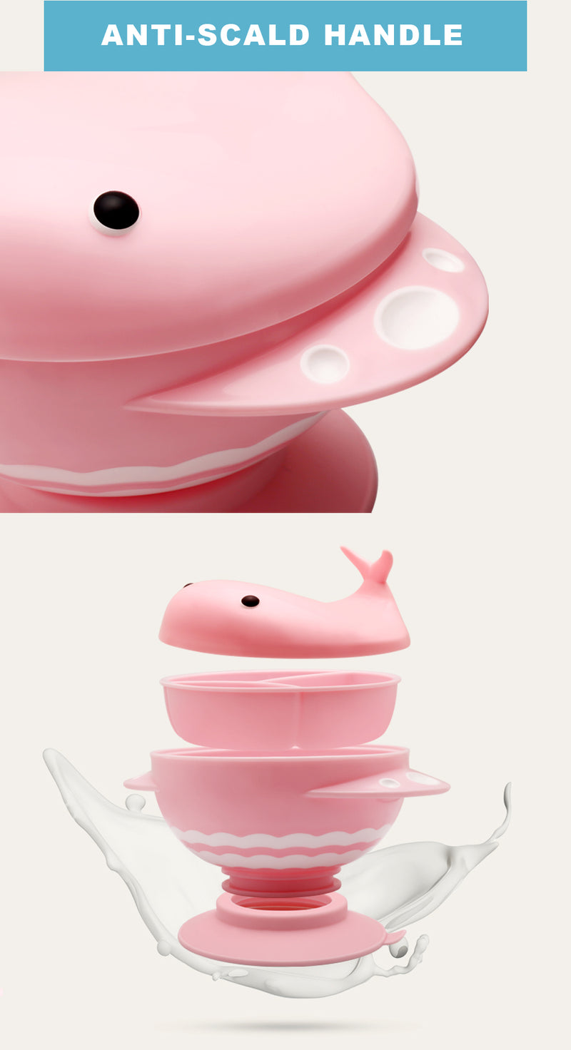 Kid’s Whale-Shaped Snack Bowl with No Spill Suction Base